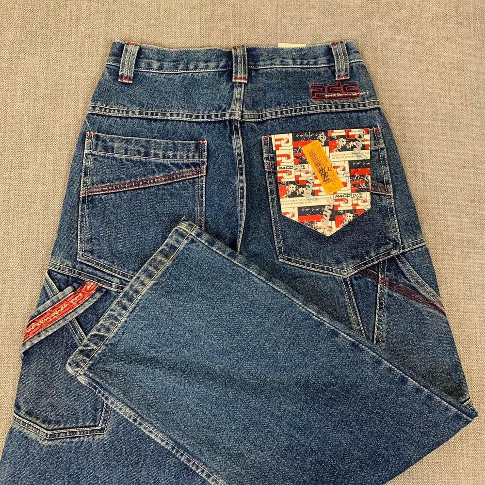 Y2K 90s Paco Elite Jeans Baggy Carpenter Denim Jeans Embroidered NWT